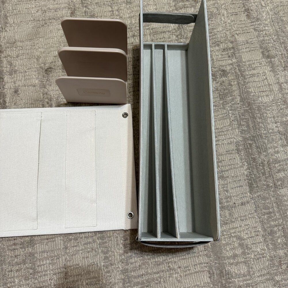 CARAWAY Home Pan Lid Tray Holders Organizers Storage Beige Taupe Gray NEW - Picture 3 of 9